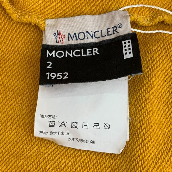 Moncler Mustard Yellow Crewneck Sweatshirt With Skull Graphic & Logo Patch - Picture 6 of 8